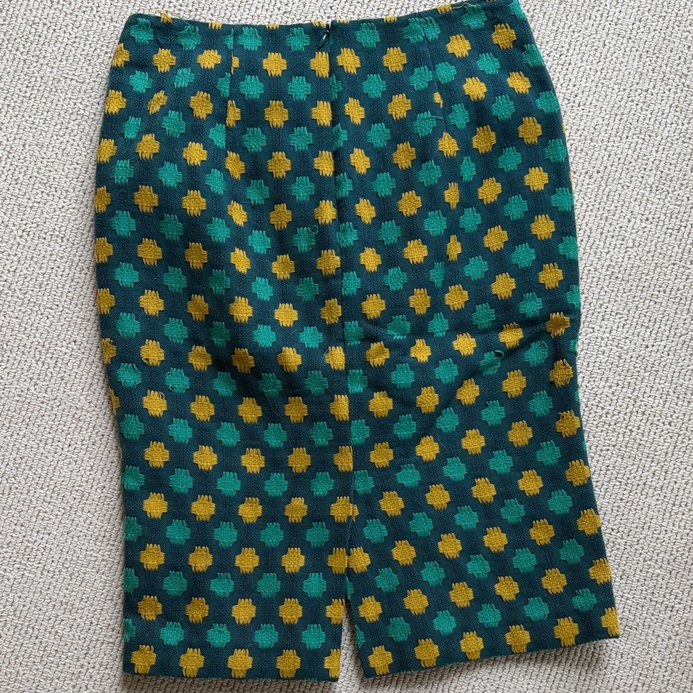 Boden Teal and Mustard Polka-Dot Knit Pencil Skirt🌿 - Picture 3 of 7
